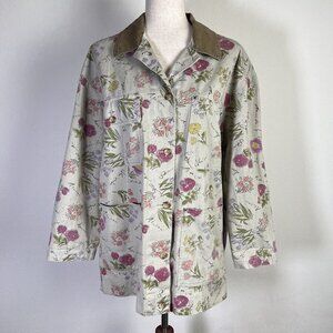 High Sierra Chore Field Jacket Women's Medium Floral Pattern Button Up Cottage